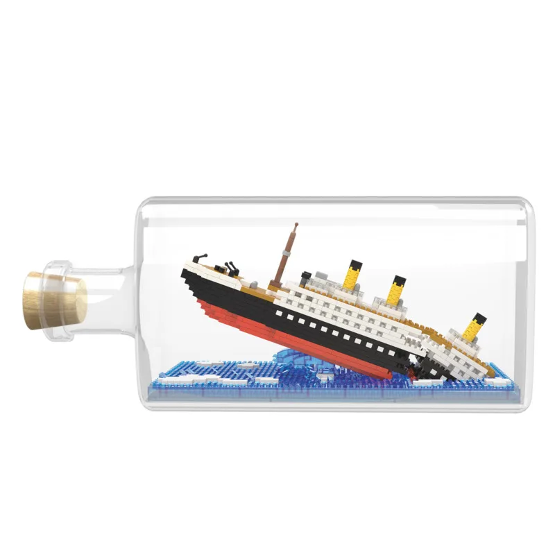 Один кусок в бутылке мини-конструктор Титаник Черная жемчужина пиратский