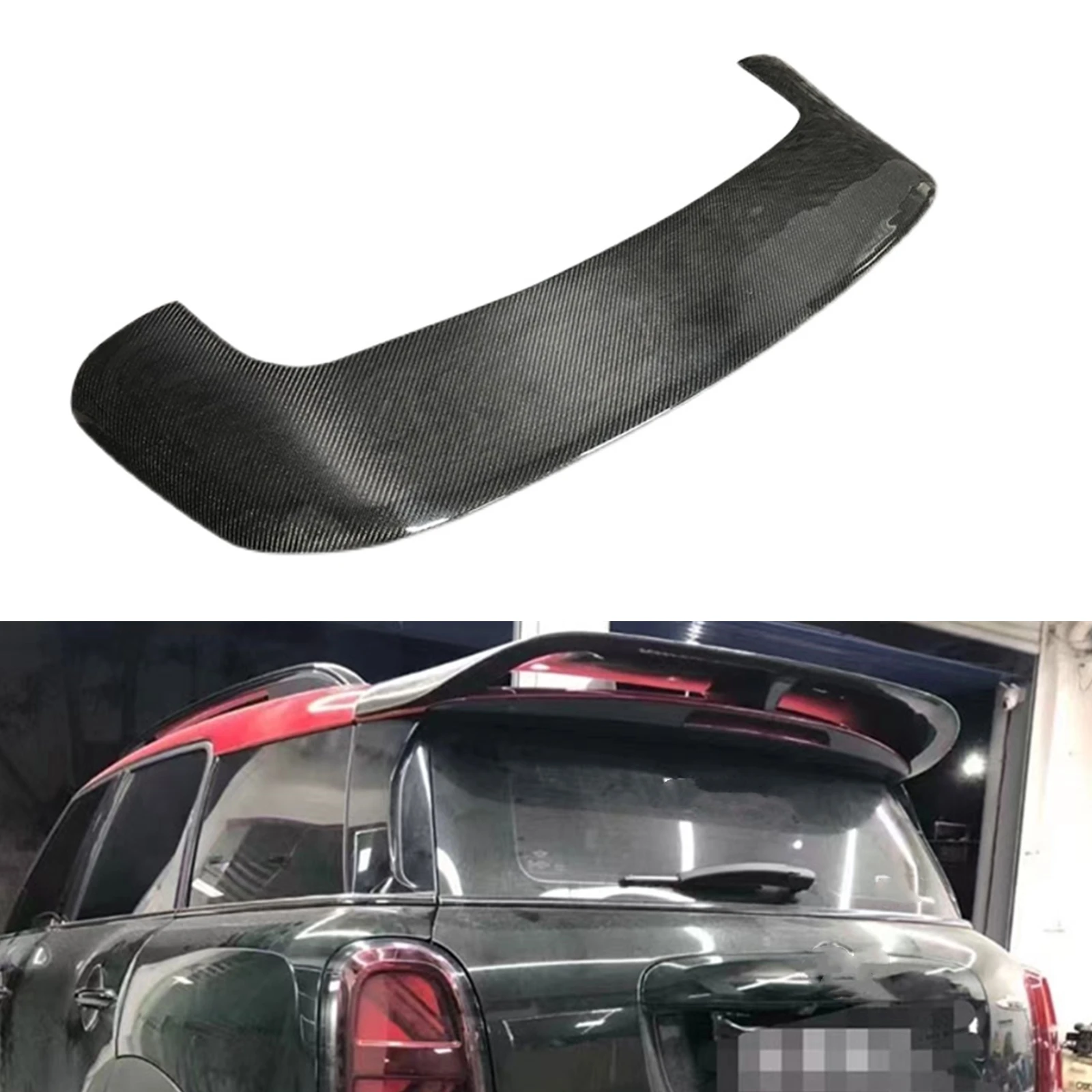 

Rear Roof Spoiler Wing Lip For Mini Cooper Countryman F60 JCW Only Car Real Carbon Fiber Tailgate Window Upper Splitter Flap Kit