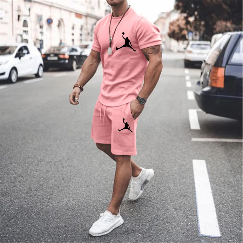 High Quality Sports Brand TShirts Shorts Sets 2 Piece Outfits Sets for Men 2023 New Summer Sportswear Cotton Set Men Oversized