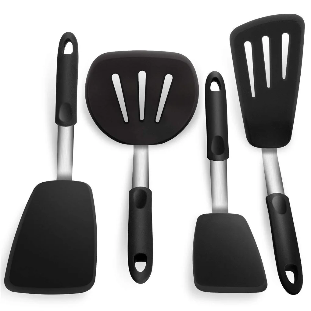 

4 Pieces/set Colander Handheld Slotted Flat Frying Spatulas Heat-Resistant Pancake Meat Tuners Cooking Spatulas Cookware