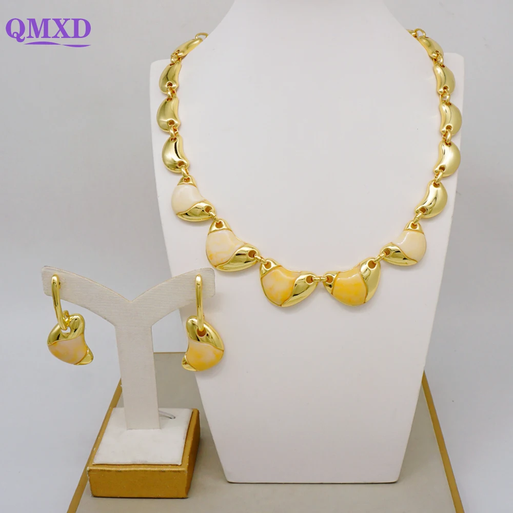 Italian Style Jewelry Sets For Women African Necklace Earring Gorgeous Colorful Stone Necklace Wedding Banquet Sets