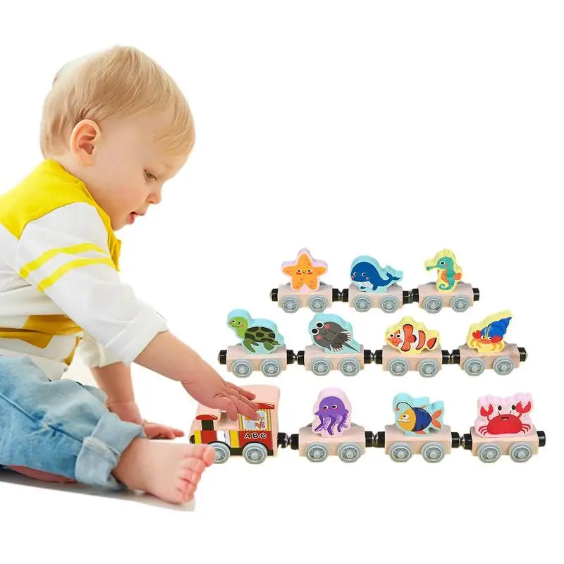 

Магнитные поезда, животные, магнитные игрушки, набор поезда, деревянные безопасные красочные игрушки Монтессори, Развивающие и многофункциональные для детей