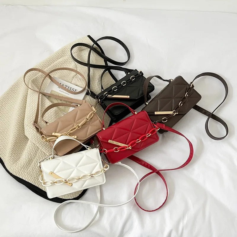 

Сумка кросс-боди Женская с рельефным клапаном, клетчатая сумочка из искусственной кожи на цепочке, брендовый дизайнерский клатч на ремне