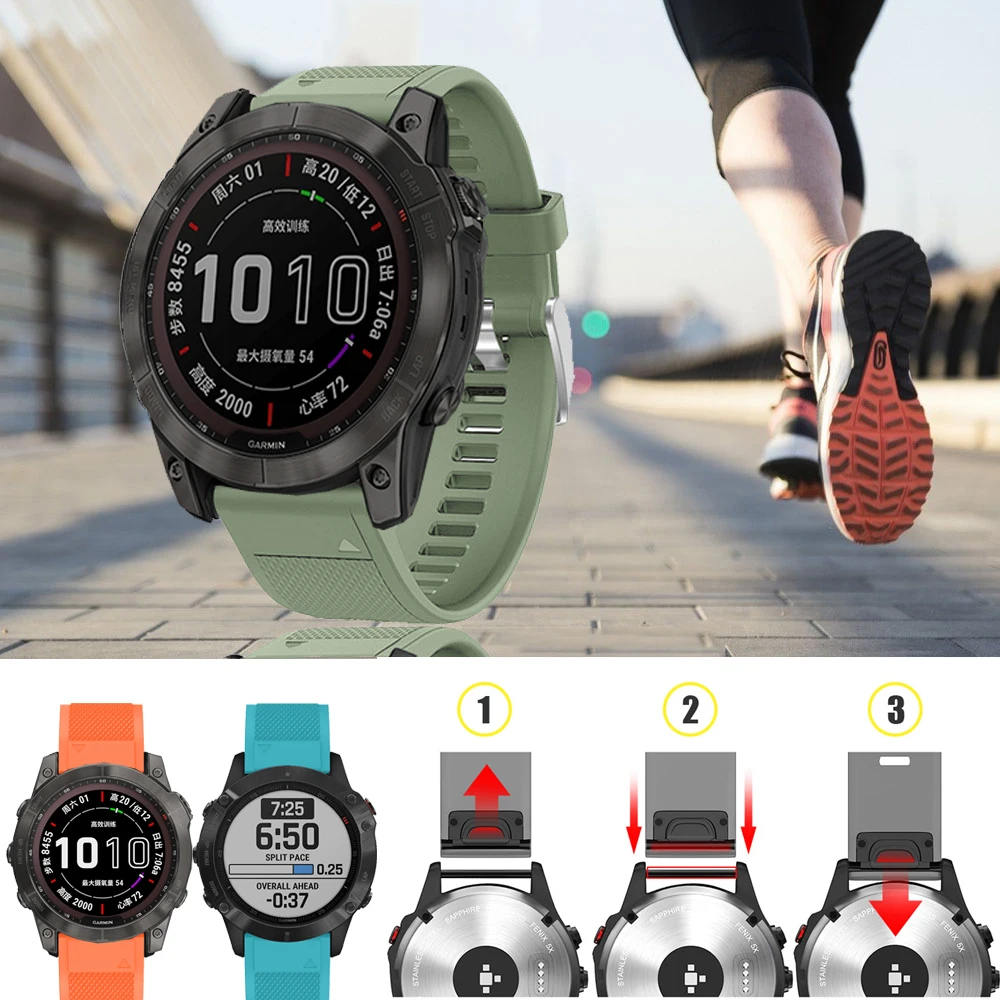 

Ремешок силиконовый для смарт-часов, быстросъемный браслет для Garmin Fenix 7X 7 7S 6X 6 Pro 5X 5 Plus 3HR/Enduro, 26 22 20 мм