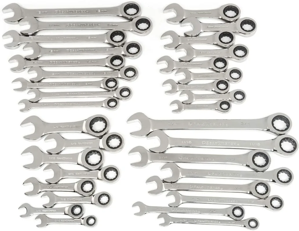 

34 шт. Стандартный и короткий набор трещоточных ключей, SAE & Metric - 85034
