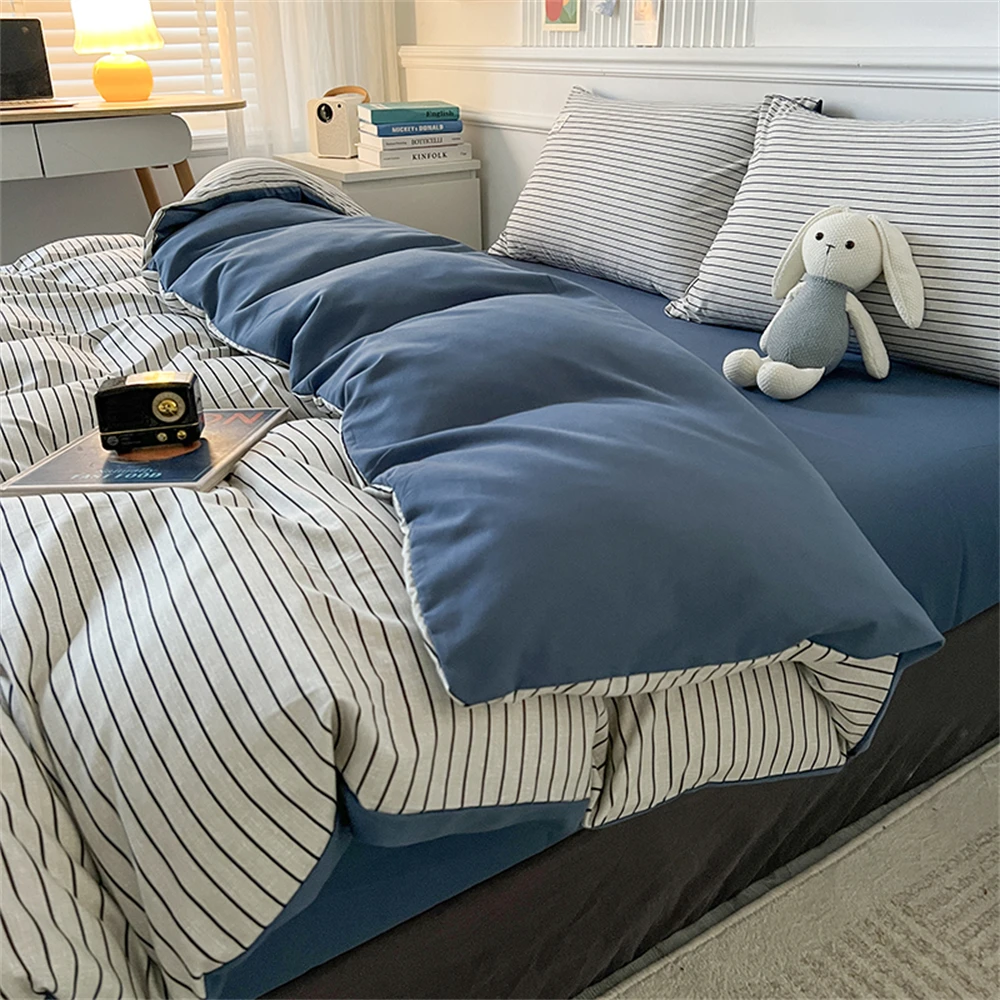 Комплект постельного белья в японском стиле пододеяльник полоску простыни