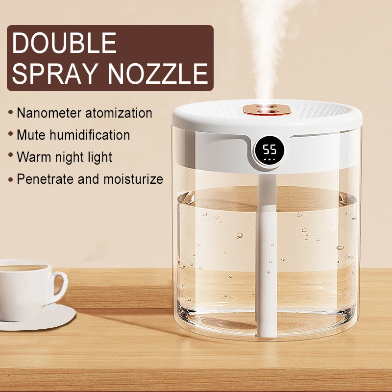 

2000 ML Double Spray Digital Display Large Capacity Humidifier Home Silent Bedroom Office Night Light Air Humificador Purifier