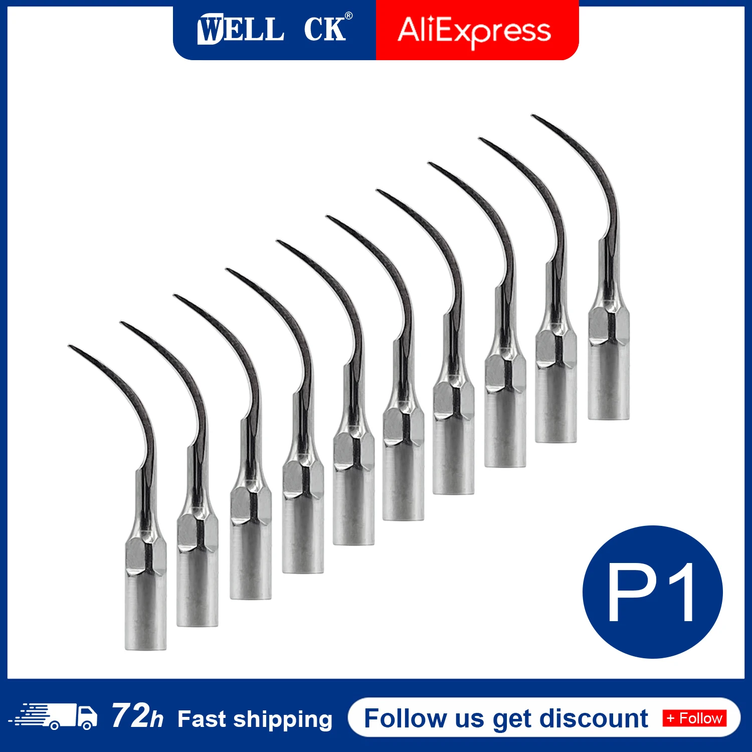 10Pieces P1 Dental Ultrasonic Scaler Scaling Tips Handpiece fit EMS Woodpecker UDS