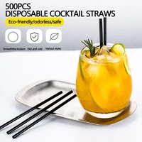 500pcs plastic drinking straws black 130210mm for kitchen dining bar drinking beverage party cocktail supplies accessories