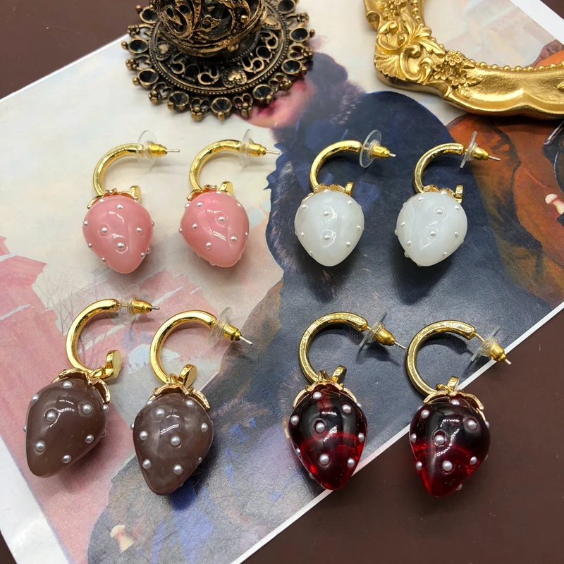 

Cute Earrings Four Colors Resin Pendant French Styles Trendy Accessories For Women's Modern Jewelry