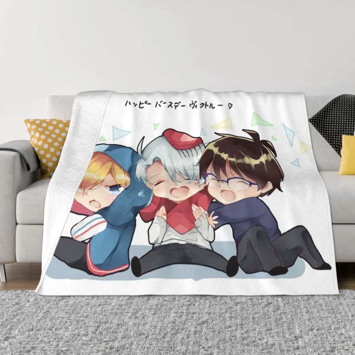 

Lgbt Victor Yuuri Plisetsky Blanket Cover Yuri!!! on Ice Anime Flannel Throw Blanket Summer Air Conditioning Soft Bedspreads