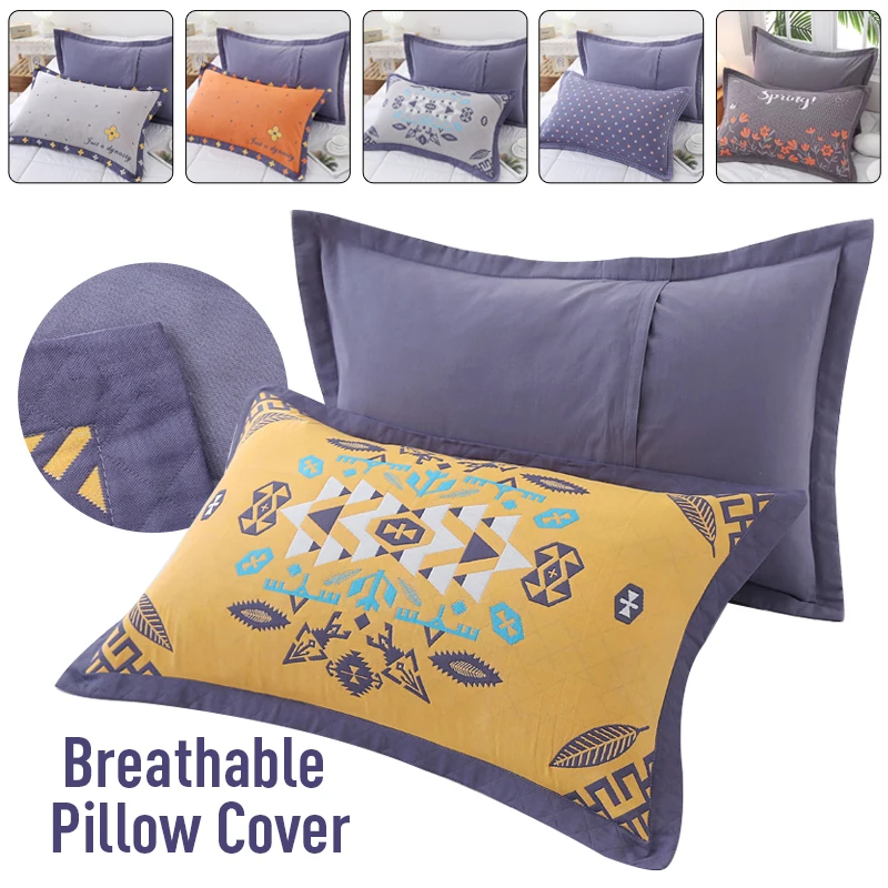 

2pcs Printed Combed Cotton Gauze Pillowcase Soft Skin-friendly Breathable Cotton Pillow Cover Bedding for Adult/Kids 48cmx74cm