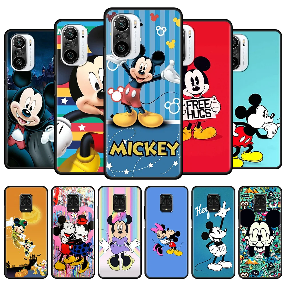 

Silicone Case For Xiaomi Redmi Note 10 8 Pro Max 9S 9T 8 7 Black Coque 8 2021 Shockproof Fitted Fundas Disney Cartoon Mickey Per