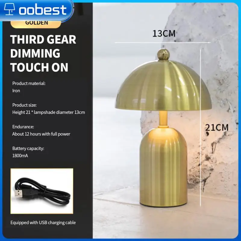 

Cordless Touch Table Lamp Chambre Desk Bedroom Coffee Luces Usb Rechargeable Mushroom Lamp Desk Lamp Aluminum Alloy Dimmable