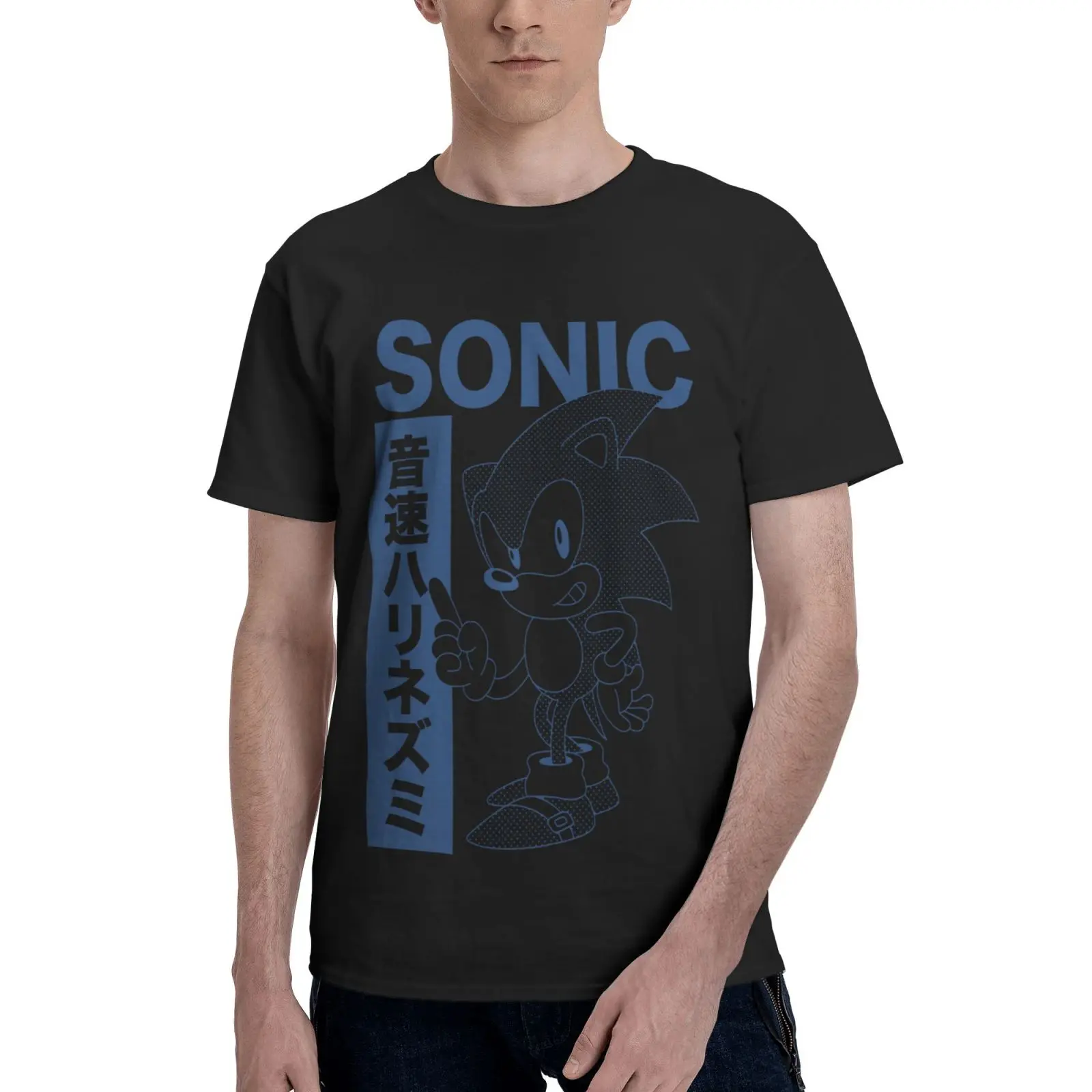 

Официальная Лицензированная Мужская футболка Sega Sonic Kanji, одежда для манги, аниме одежда, мужские футболки, футболки для мужчин, мужская одежд...