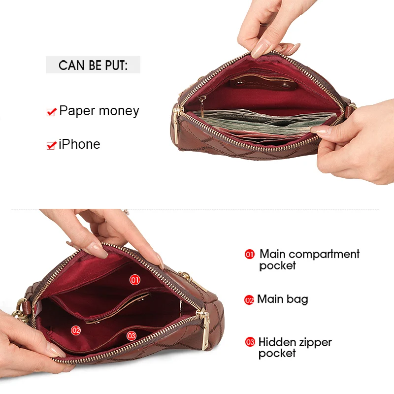 Leather Wallet for Women Retro Fashion Ladies Clutch High Quality Cowhide Women Bags