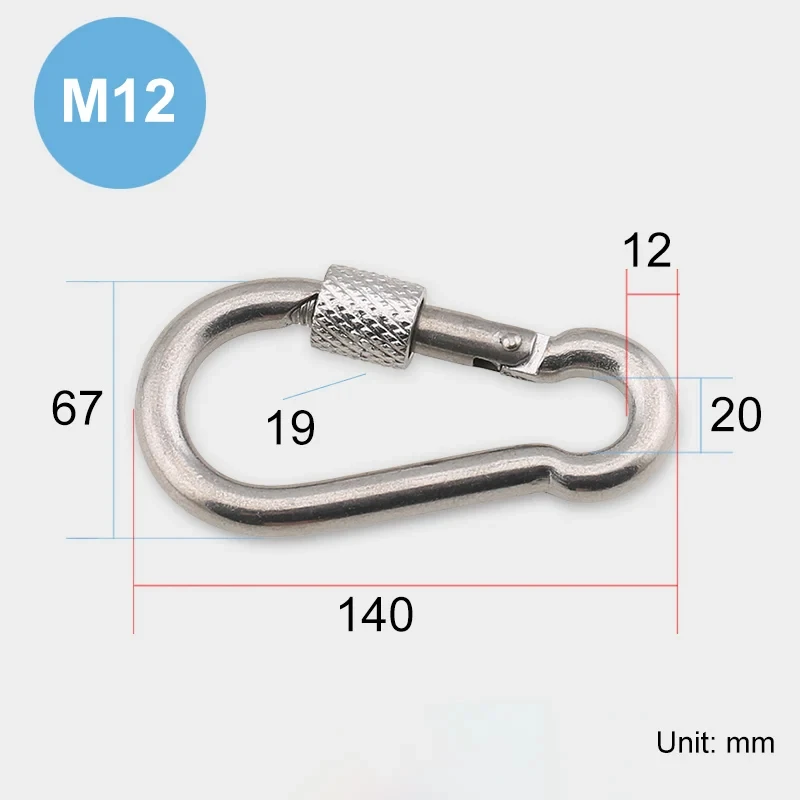 

1 шт. Карабин из нержавеющей стали 304/316 с пружинной защелкой и фиксатором, кольцо для ключей M4 M5 M6 M7 M8 M9 M10 M11 M12