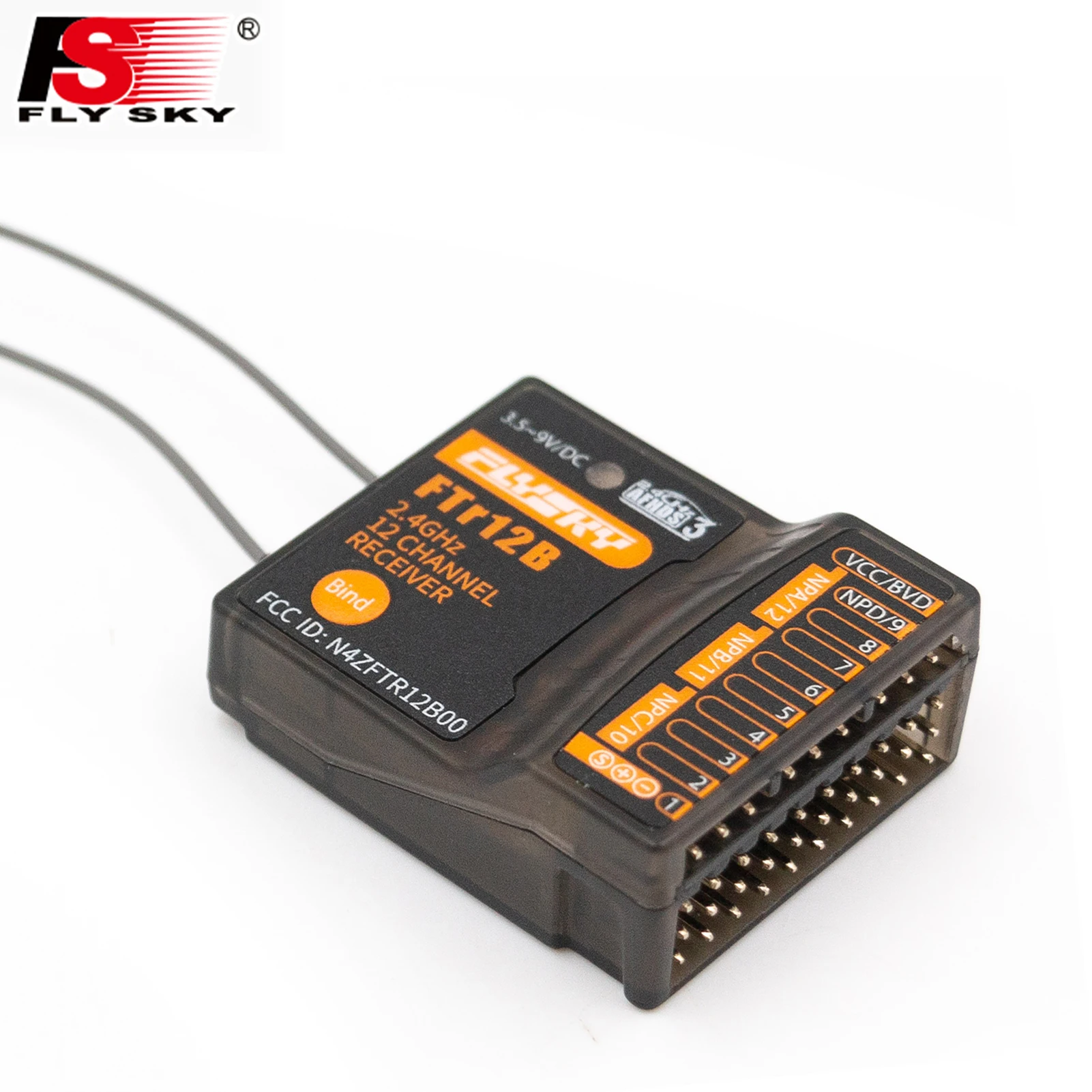 

FLYSKY FTR12B 2.4GHz 12CH Receiver for RC Airplane Helicopter Vehicle Dual Antennas for PL18 NB4 NB4 Lite AFHDS3 Transmitters