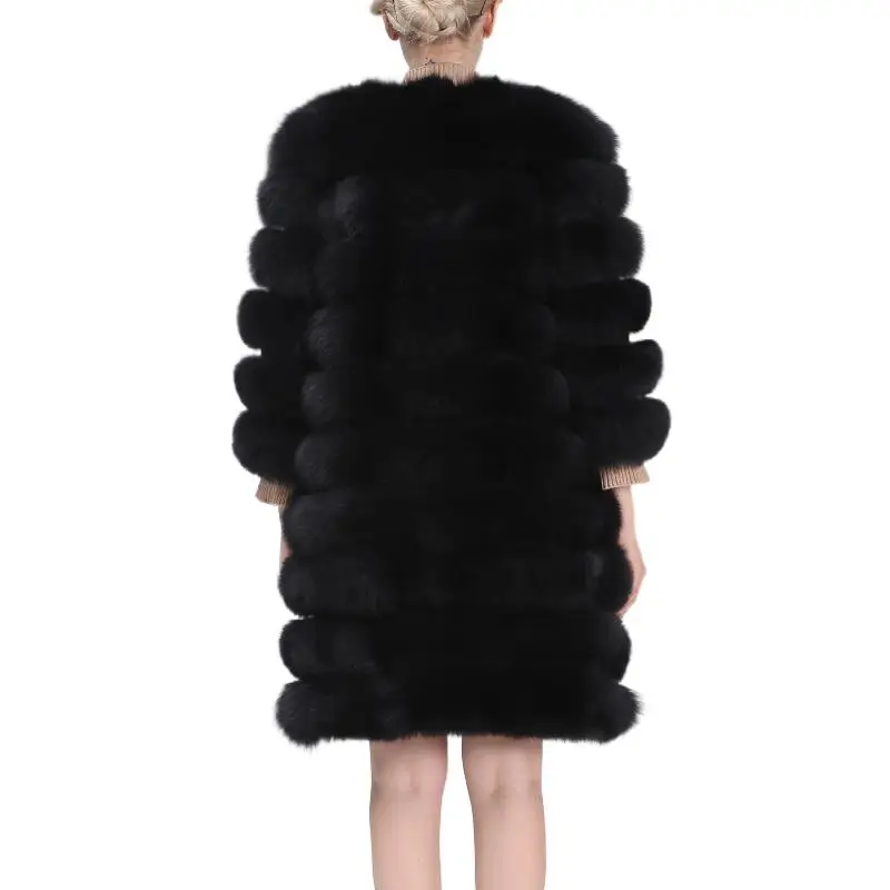 Woman Fox Fur Long Coat Removable Natural Fur Overcoat Real Fox Fur Outerwear Lady Winter Thermal Real Fur Jacket With Fur Vest