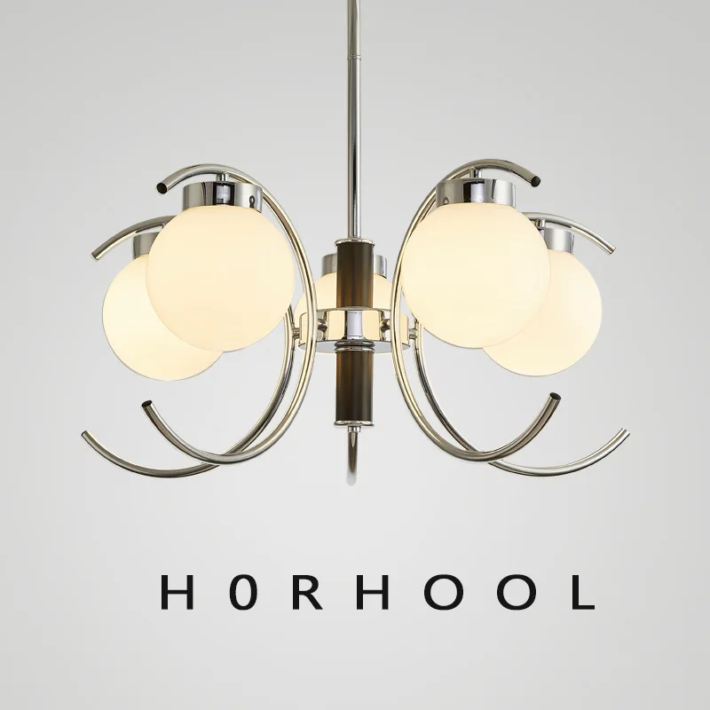 

2022 Nordic modern minimalist metal chrome chandelier kitchen restaurant bedroom study G9 milk white glass lamp shade fixture