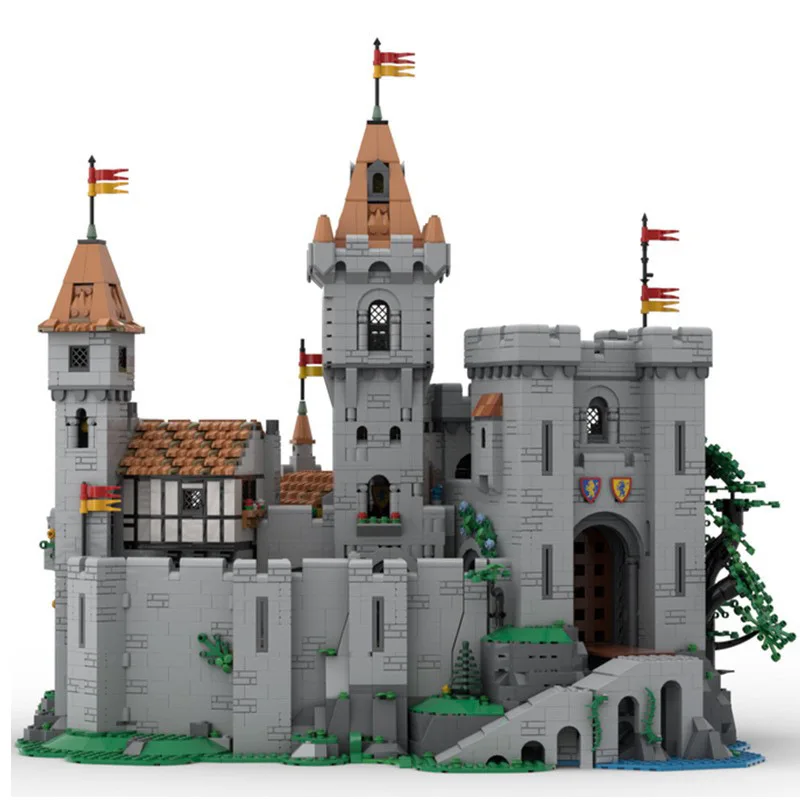 Старинная башня рыцарского замка с львами, конструктор MOC, старинная сторожевая башня, кирпичики DIY для коллекции, домашнего декора и праздничного подарка (art.: 3920dcaf031af) - 3920dcaf031af
