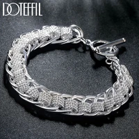 doteffil 925 sterling silver many circle charm chain bracelet for women man fashionable wedding engagement jewelry