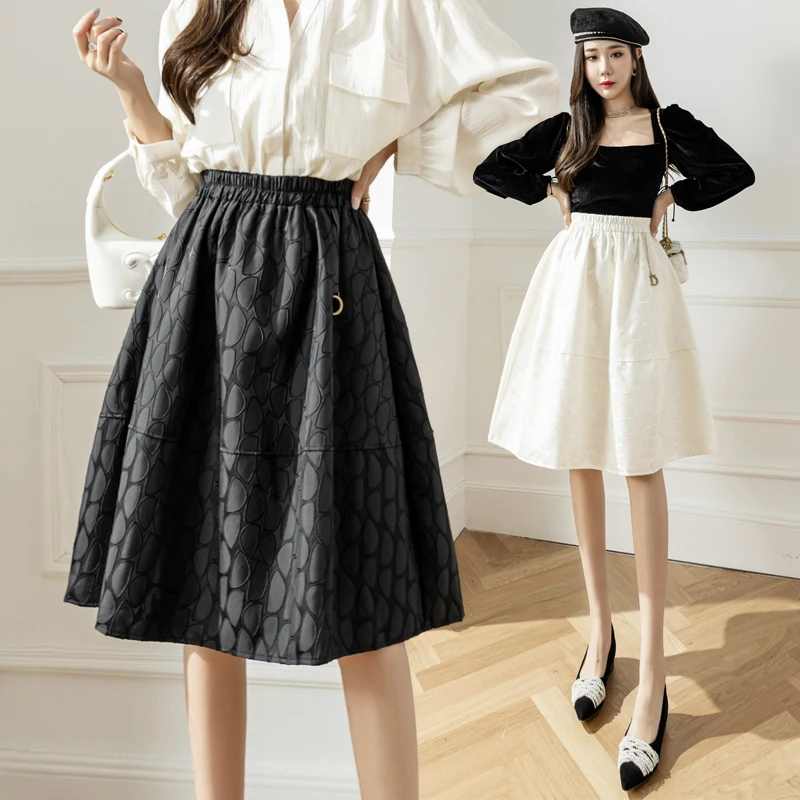 

Осень-зима 2022, новая великолепная Жаккардовая юбка-пачка с надписью, длинная юбка с высокой талией и тонким зонтиком