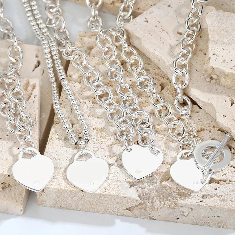 

Heart Shape Necklace For Women S925 Sterling Silver Necklaces Fashion Classic High Quality Jewelry Gift