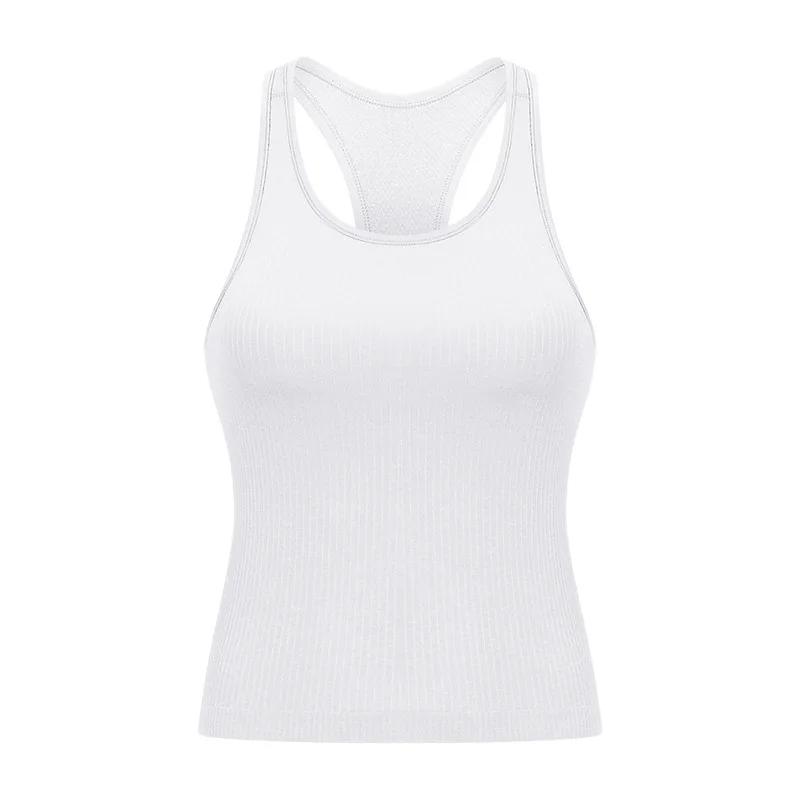 Yoga suit Spring/Summer new style with bra cushion Racerback yoga vest Sports Running Fitness Top Women