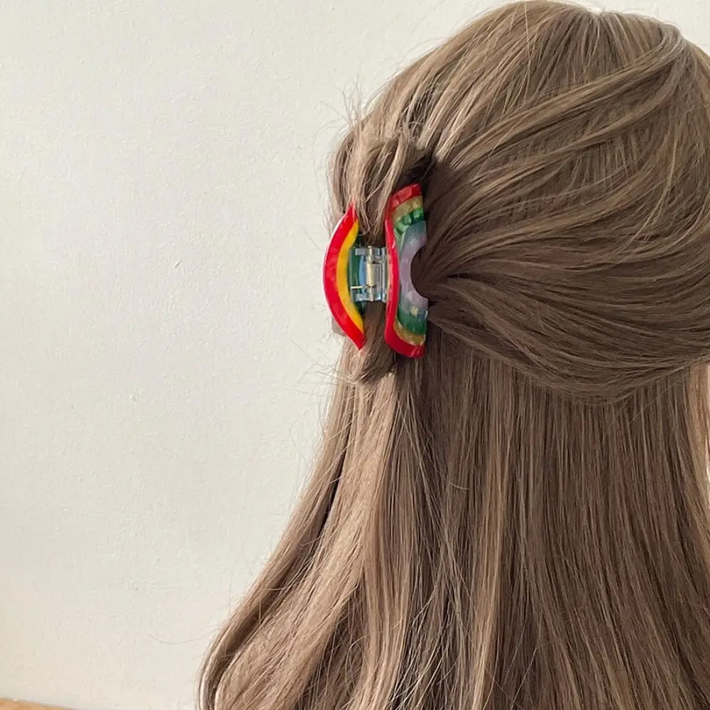 

Fashion Hair Clips Vintage Acetic Acid Hair Accessories Rainbow Hairpins Headwear Rainbow Hair Claws