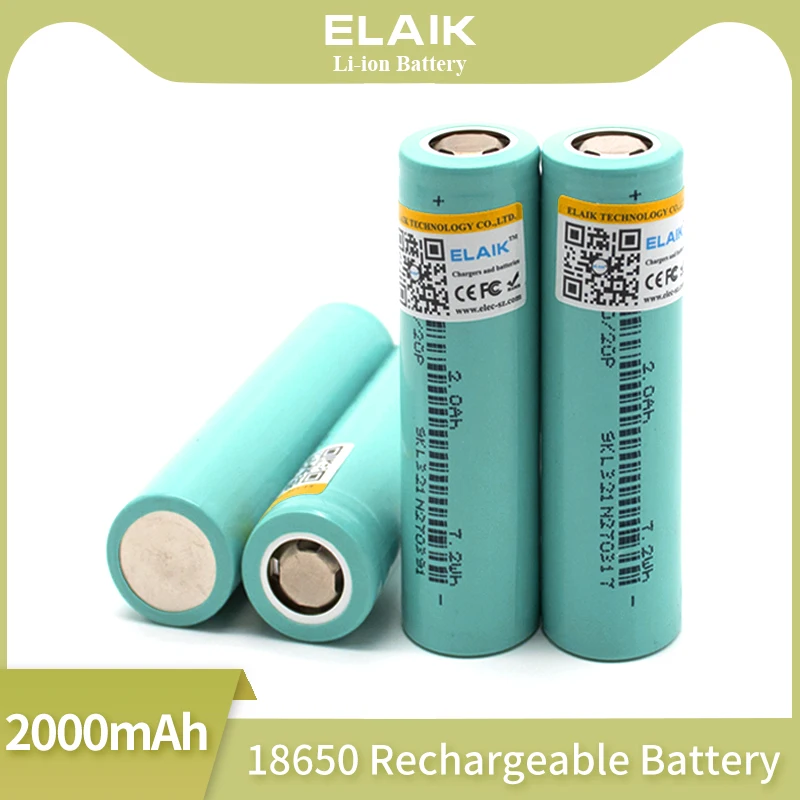 

ELAIK 4PCS 100% original 18650 3.7V 2000mah lithium battery rechargeable power battery manufacturer's sales