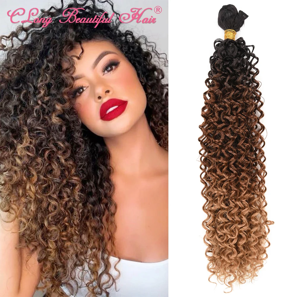 CLong-extensiones de cabello sintético para mujer, Pelo Rizado de fibra resistente al calor, color negro, 613