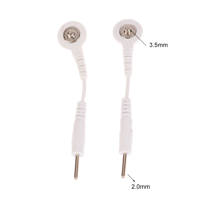 

2PCS Electrode Lead Wire Connecting Cables Plug 2.0mm Snap 3.5mm Male connector cable Use For Tens/EMS Massage Machine Device