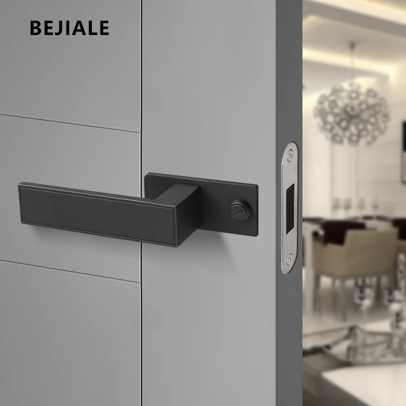Минималистичный дверной замок бесшумная дверь для спальни комнаты черного