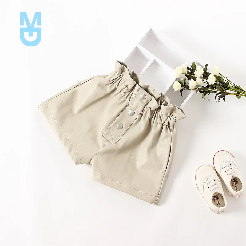 

New 2022 autumn winter Kids faux leather Shorts pants For Girls baby Princess pant Children 6 8 10 12 years