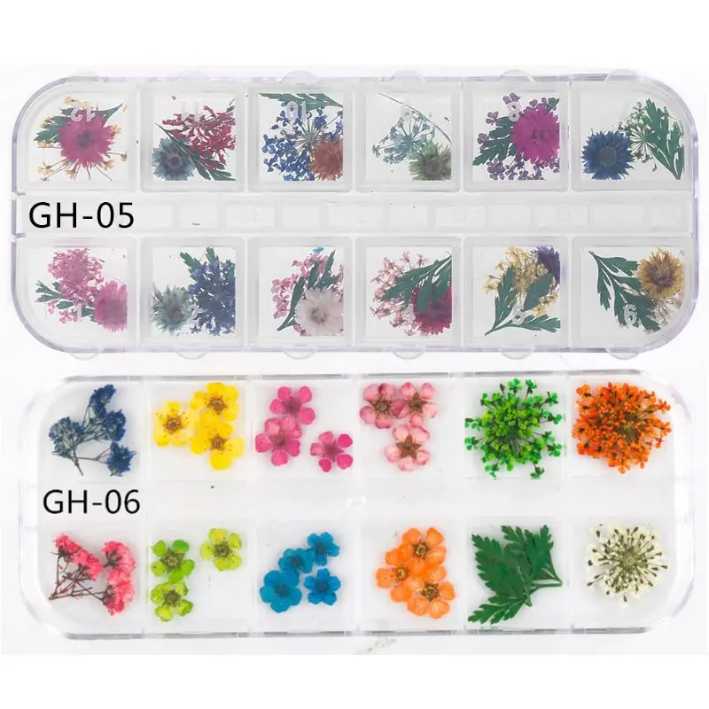 

12Grid/Box Crystal Epoxy Filler Dry Flower Mixed Nail Stickers Decorations Resin Filling Material Craft Art Accessories