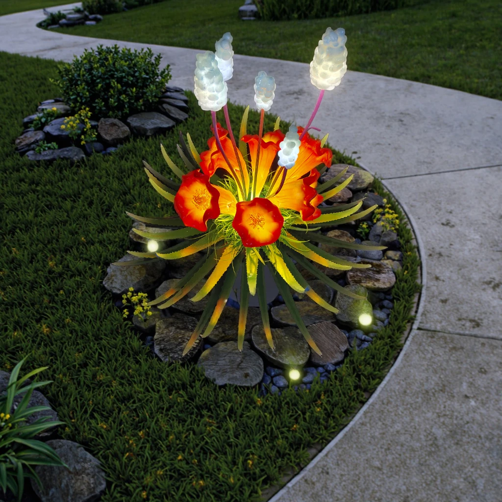 Фото Светильник Momovalley Night Light Wild Flowers LED: Декоративный уличный светильник для сада, парка, двора в виде цветущих цереусов и высокой травы №1