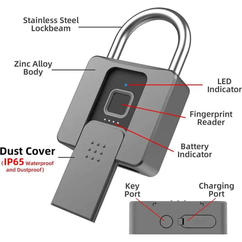 

Intelligent Lock Outdoor Waterproof Door Lock Fingerprint Padlock Smart Remote Anti-theft Intelligent Fingerprint Lock