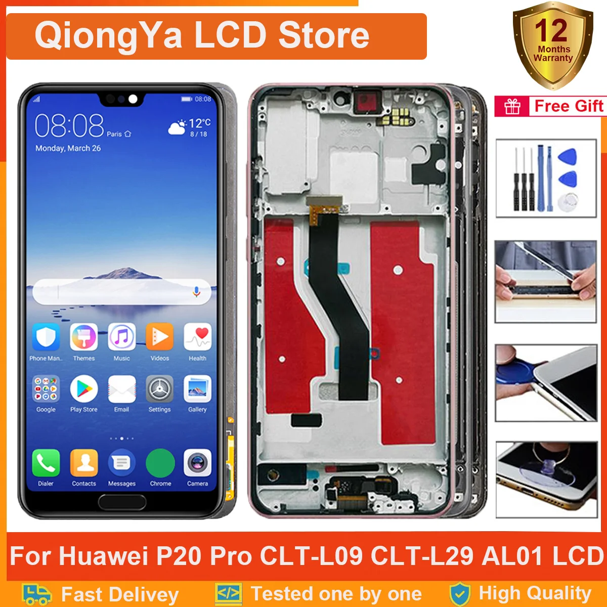 Amoled 6.1'' p20 pro Display For Huawei P20 Pro lcd CLT-L09 CLT-L29 CLT-AL00 LCD with Touch Screen Digitizer With Frame Assembly