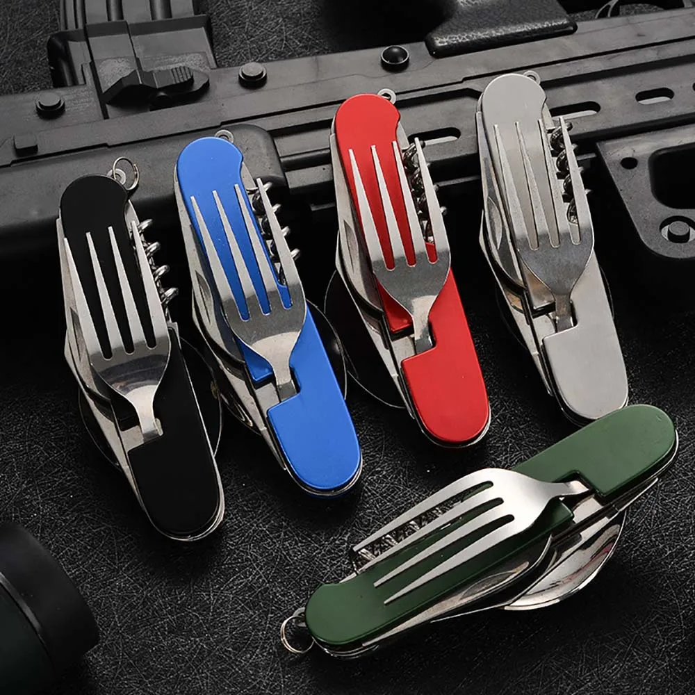 TARKA Mini 4-в-1 Складной Набор Столовых Приборов Из Нержавеющей Стали-портативный