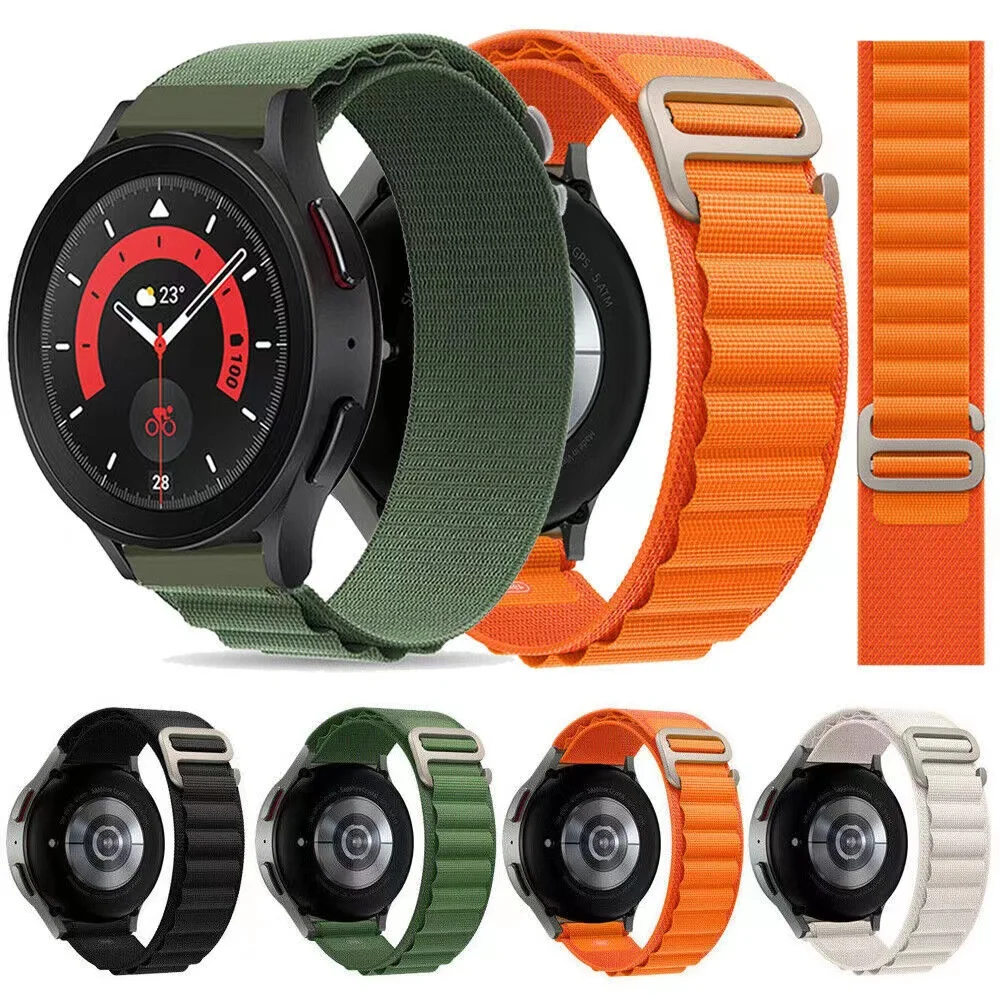 Фото Ремешок из альпийского нейлона 22 мм 22 мм для Samsung Galaxy Watch 7 6 5 4/Gear S2, классический спортивный удобный ремешок для Amazfit Bip 3 3Pro №1