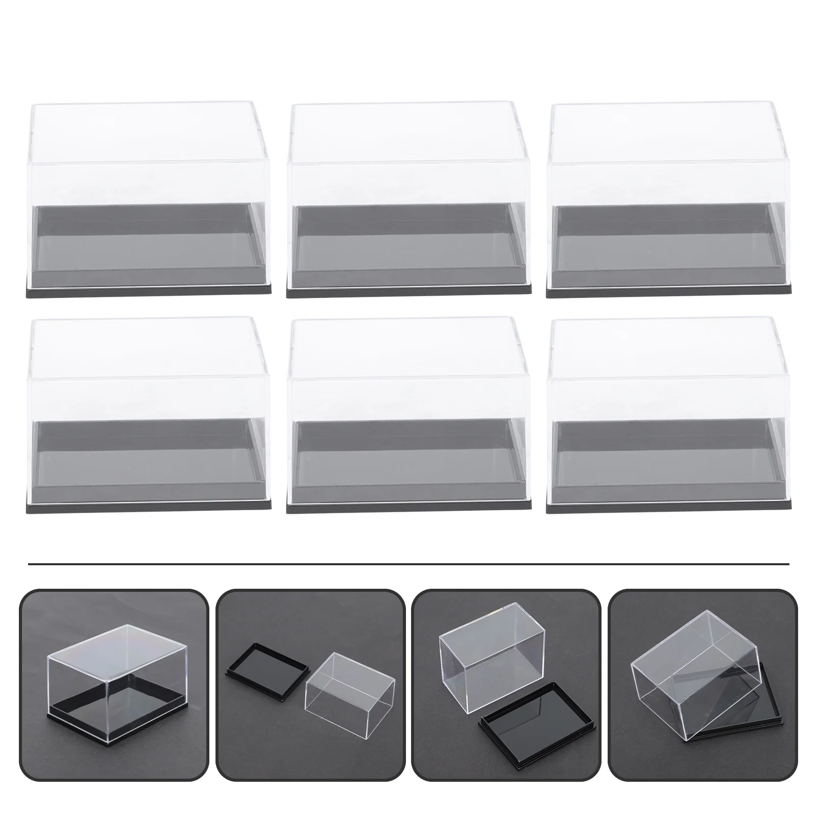

6Pcs Transparent Storage Bins Specimen Display Container Transparent Storage Boxes Countertop Box Cube