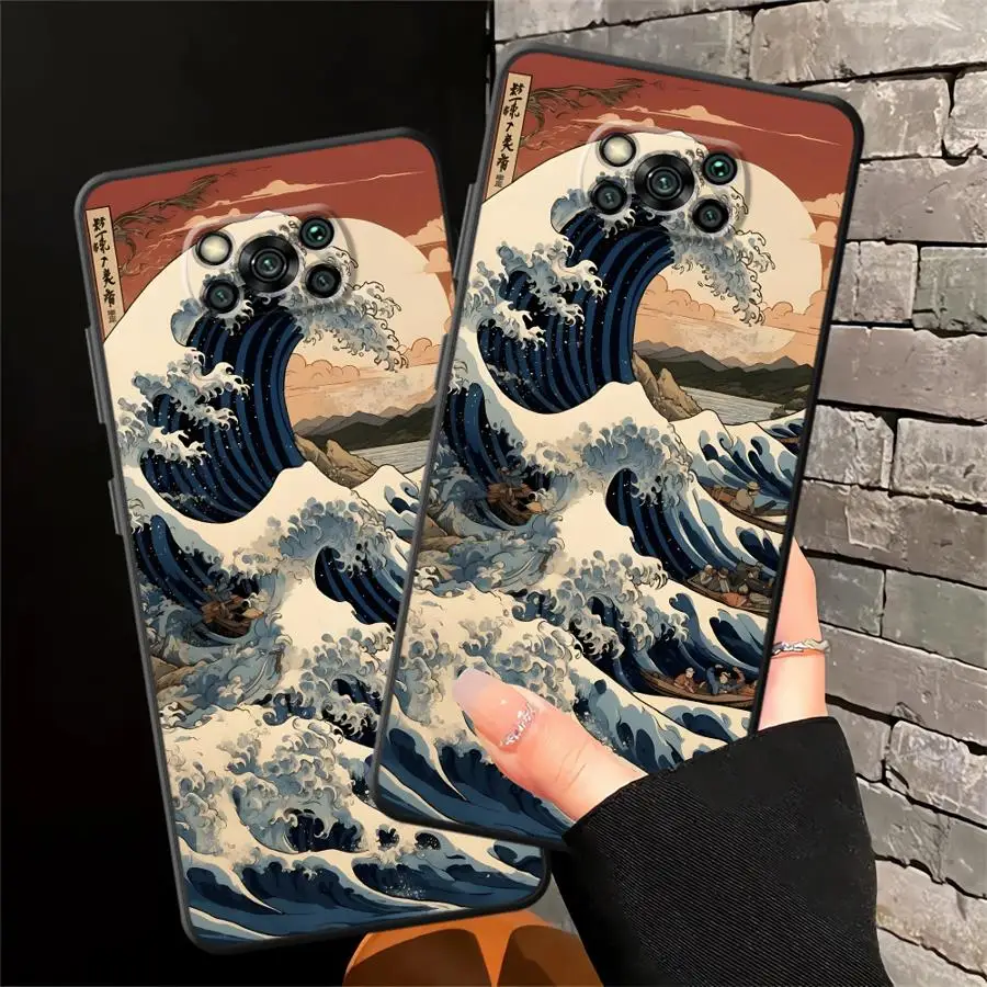 Чехол для телефона Xiaomi Poco F8 X3 X4 X5 X7 Pro C71 C75 C61 F3 M5 C50 M3 M4 M7 F1 с мультяшным рисунком волны (art.: 3920d847da9c4) - 3920d847da9c4
