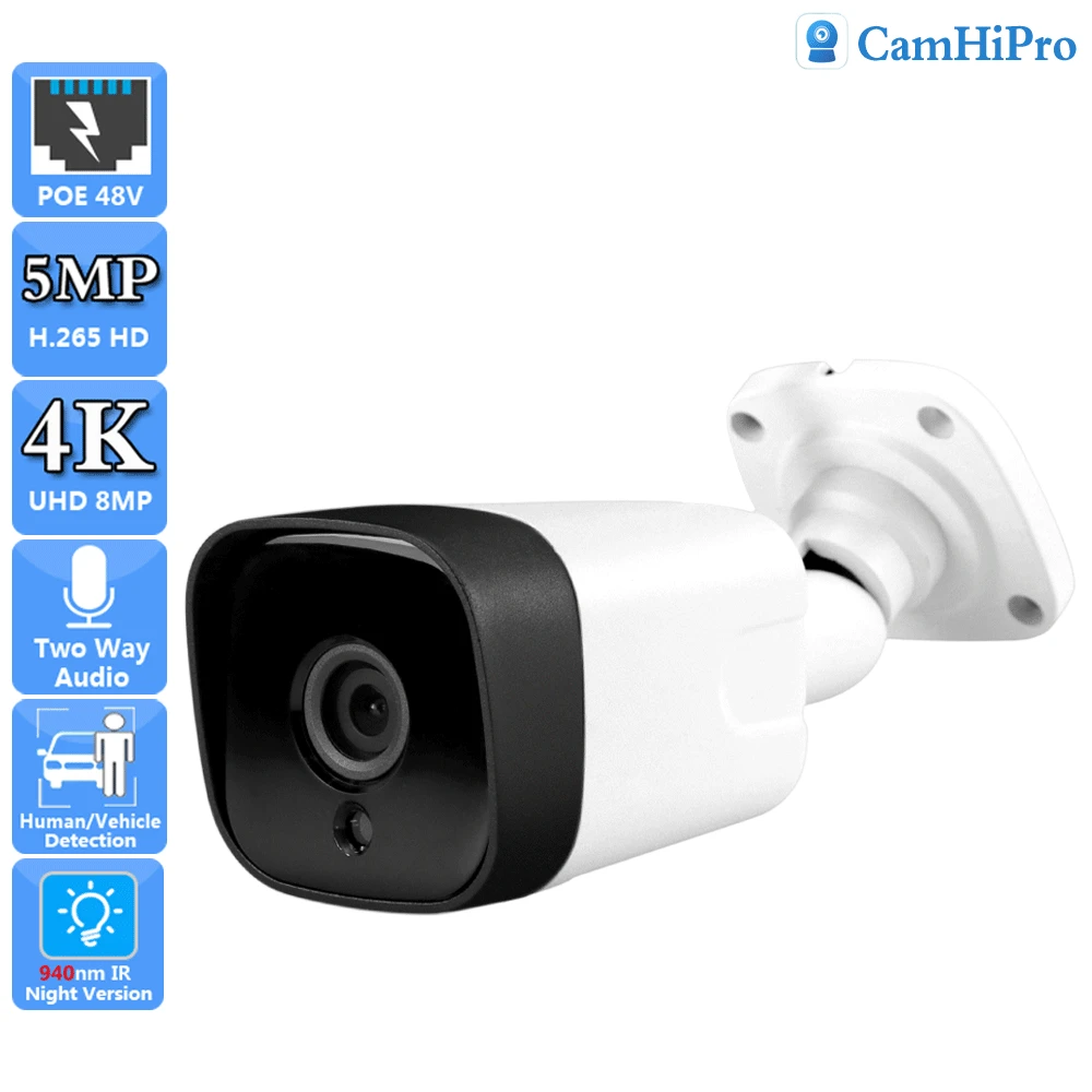 

UHD 4K 8MP Security IP Camera POE Two Way Audio SONY335 5MP Webcam 940nm IR Led Waterproof With SD Card Slot Human Detection
