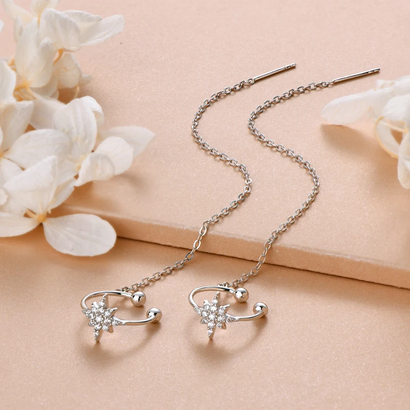 RAPRGOLD Муассанит Звезда серьги-гвоздики для женщин стерлингового серебра 925 пробы