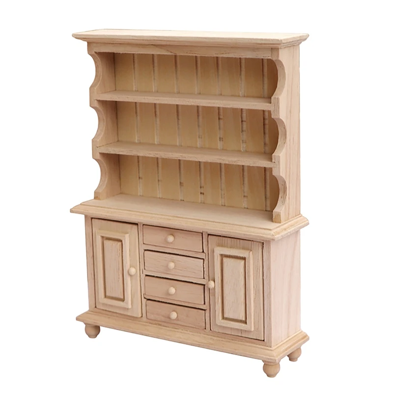 

1:12 Dollhouse Furniture Japanese Style Wood DIY Mini Shelf Cabinet Bookcase for Dollhouse Decoration Accessories