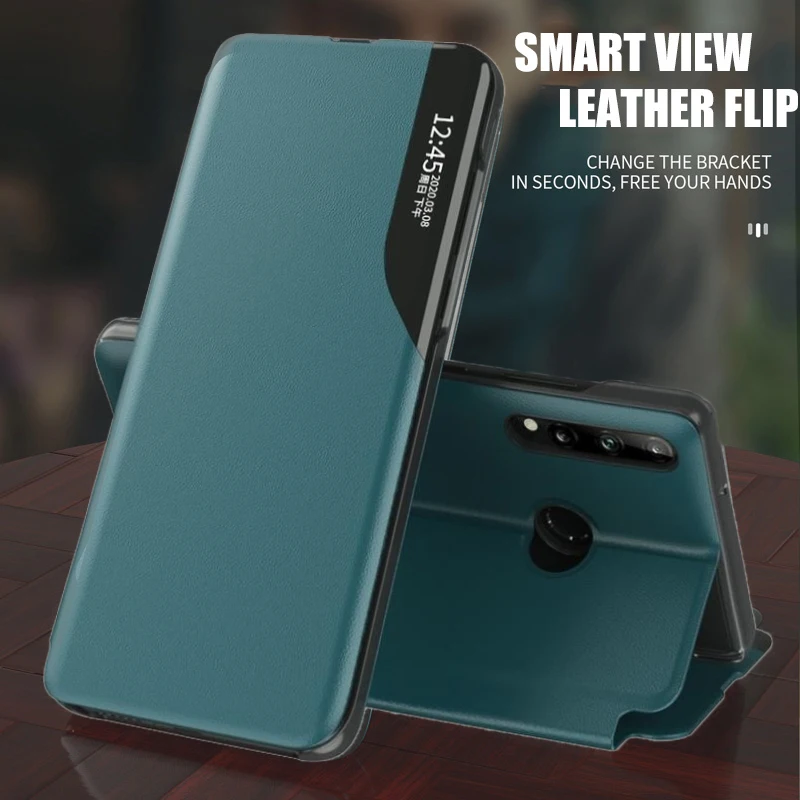

Smart View Flip Case For Huawei P40 Lite E P30 P20 Mate 40 30 20 Pro Y9 Y5 Prime 2019 Y7P Y6P Y5P Psmart Z 2020 2021 Stand Cover