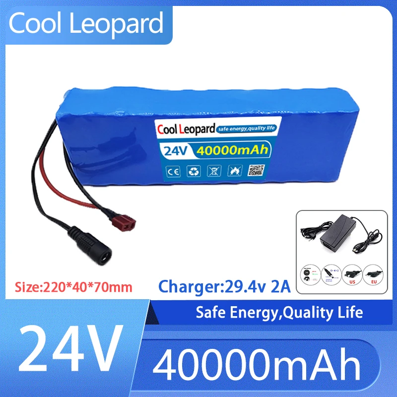 

New 7S3P 18650 24V 40Ah Rechargeable Lithium Battery Pack,for Electric Bicycle Scooter Replacement Li-ion Battery +29.4V Charger