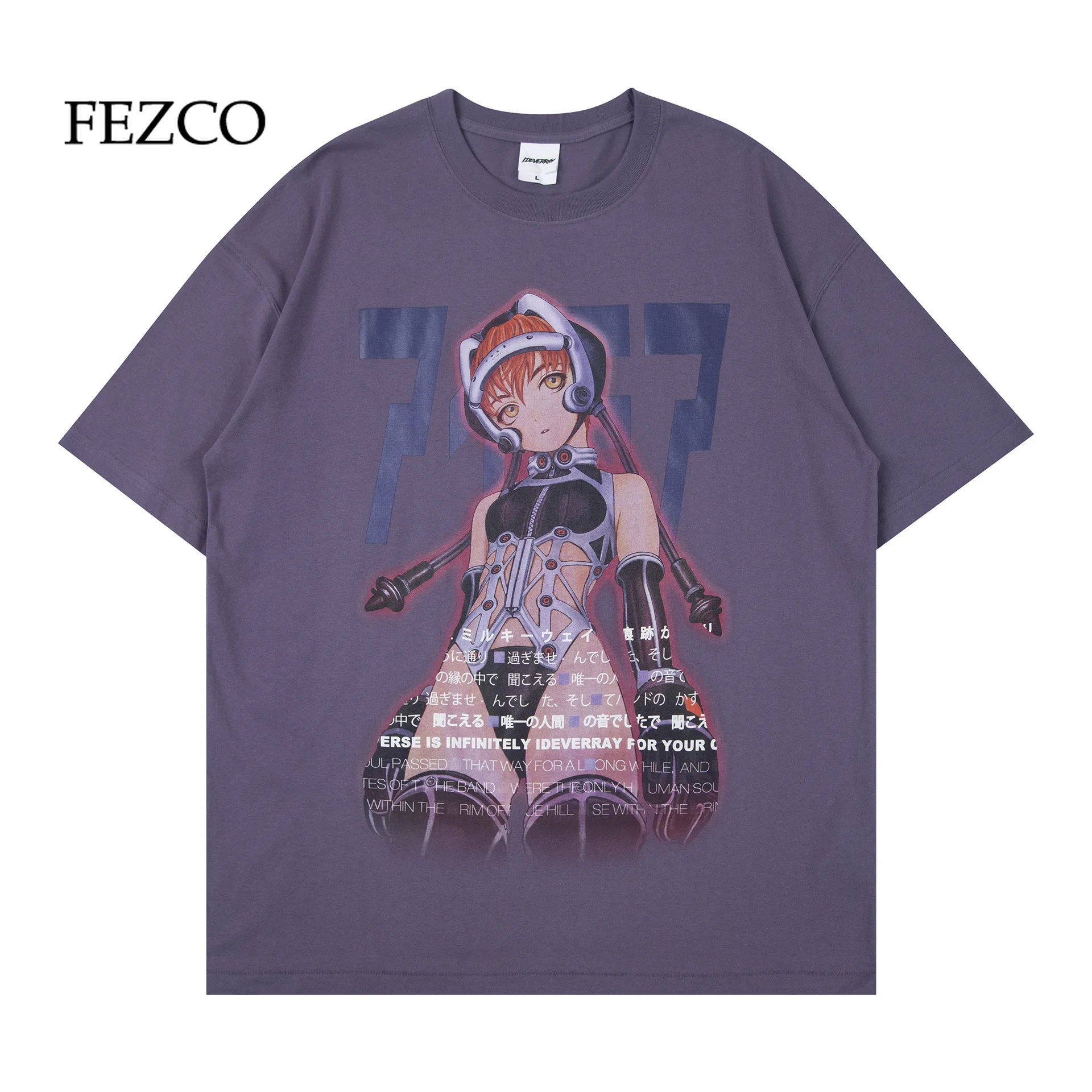 

FEZCO Summer Women cotton Oversized Anime Graphic T-shirt Kawaii Y2k O-neck Short Sleeve Japanese Fashion Style Girls Top
