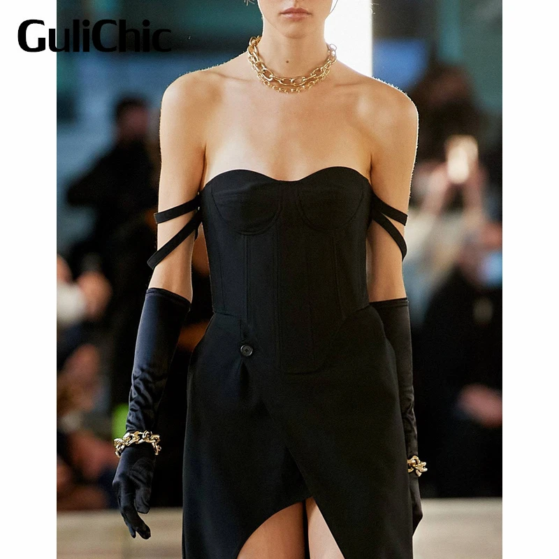 

7.8 GuliChic Women Fashion Sexy Off Shoulder Slash Neck Backless Solid Color Cropped Slim Tank Top